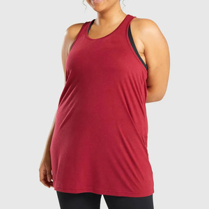 Logo personnalisé dames Fitness Yoga entraînement sans manches débardeurs femmes débardeur couleur unie grande taille, coton/fibre de bambou - Product Image 1