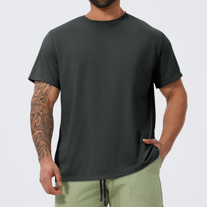 T-shirt en coton tricoté uni de qualité supérieure avec logo personnalisé, vente en gros OEM, 4XL, mélange de spandex, tissu Nexus 250g, unisexe, décontracté - Product Image 4