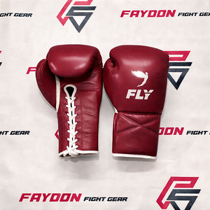 FLY Personalized Logo Custom Made Burgundy Color Professional Laced Up Sparring <b>Gloves</b> Wholesale Adjustable Martial Arts <b>Gloves</b> - Product Image 1