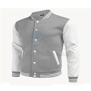 Vestes universitaires personnalisées de luxe pour hommes Vestes Letterman de baseball avec logo brodé à manches longues Lettres en chenille Gris - Product Image 1