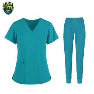 Ensemble de gommage médical unisexe OEM Uniformes d'infirmière en tissu de toile Offre Spéciale combinaisons de gommage d'hôpital pour les médecins et les hôpitaux - Product Image 2