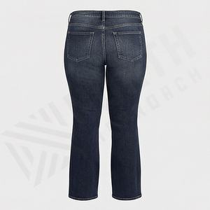 High Quality Ladies Cotton Ankle Length Pant <b>Women</b> Casual Breathable Denim <b>Jeans</b> Silver Buttons Embroidery Washed Premium Wear - Product Image 1
