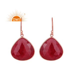 Nouvelle arrivée Boucles d'oreilles en argent sterling plaqué or rose en corindon naturel avec pierres précieuses Fabricant de bijoux personnalisé - Product Image 1