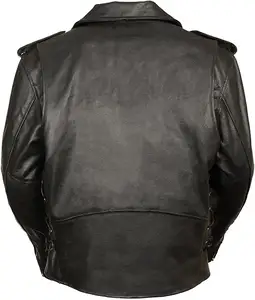 全粒面夹克基本活动自行车手皮革摩托车夹克，带口袋，由高品质牛皮制成