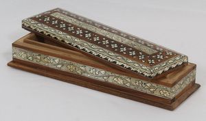 Caja de almacenamiento de joyería de madera hecha a mano india con incrustaciones de cuerno - Product Image 5