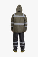 Chaqueta de Seguridad de Alta Visibilidad ANSI Clase 1, Transpirable, Impermeable, de Tela de Poliéster, con LED Intermitente, Logotipo Personalizado y Tiras Reflectantes