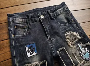 Vaqueros personalizados para hombre, Vaqueros rectos de pierna ancha, sueltos, de fabricante de alta calidad, vaqueros de talla grande Hip Hop - Product Image 4