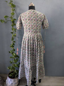 เดรสผ้าฝ้ายทอลายดอกไม้สไตล์อินเดียสำหรับผู้หญิงเดรสมีพู่หวานธรรมชาติพิมพ์ลายดอกไม้ทันสมัย - Product Image 6
