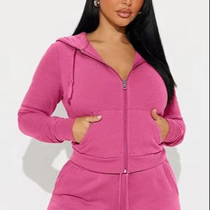 Conjunto Deportivo de Dos Piezas de Felpa para Mujer, Informal, de Invierno, Transpirable, de Secado Rápido, con Cintura Elástica, para Correr - Product Image 1