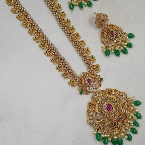 เครื่องประดับสำหรับผู้หญิง South iindian kundan Temple เครื่องประดับเจ้าสาวโบราณแบบดั้งเดิมเครื่องประดับสำหรับงานแต่งงานชุบทองหนัก - Product Image 1