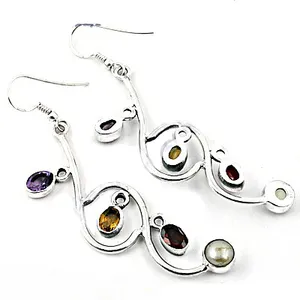 Pendientes de Plata 925 con Múltiples Piedras Preciosas para Mujer, Regalo - Product Image 3