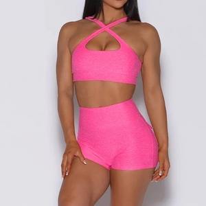 Ensemble de vêtements de sport 2 pièces grande taille pour femmes soutien-gorge respirant et tenue de sport courte pour l'entraînement vêtements actifs pour le yoga et le fitness - Product Image 5