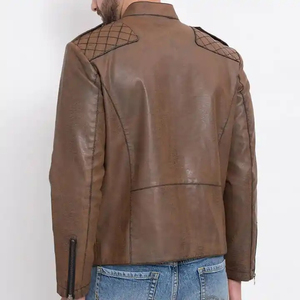 Wholesale Stylish Fashionable Leather Jacket Men High Quality Comfortable Casual Street Wear Winter Waterproof Front OEM Service - Product Image 4