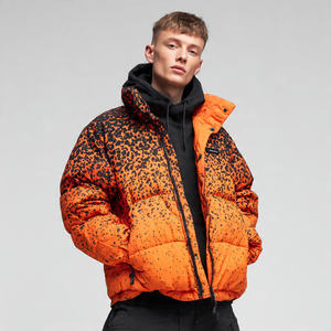 Oversized Hooded Winter Puffer Jacket for Men High Street Fashion Printed Bubble Coat Outdoor - Product Image 2
