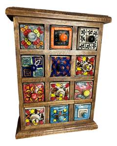 Coffre en bois fait main avec tiroirs en céramique |   Qualité supérieure |   Prix de gros en vrac d'usine - Product Image 1