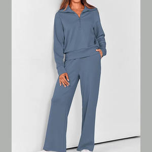 Nouveau femmes filles deux pièces ensemble décontracté polaire survêtements surdimensionné à capuche à manches longues sweats à capuche costume hiver solide Sport pantalon ensemble - Product Image 4