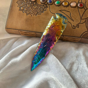 Grand titane Aura obsidienne arc-en-ciel couleur fait à la main Feng Shui pierre à encre pour bricolage artisanat fabrication de bijoux cadeau de vacances - Product Image 1