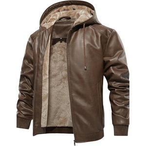 Men's Pu Faux Leather <b>Biker</b> <b>Hoodie</b> Jacket Offering Rider Friendly Comfort And Strong Material Ideal <b>For</b> Daily Motorbike Travel - Product Image 3