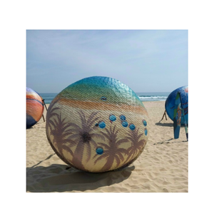 Barco coracle redondo pintado vietnamita para la decoración del complejo Barco de bambú ecológico/Mini barcos coracle de bambú redondos - Product Image 1