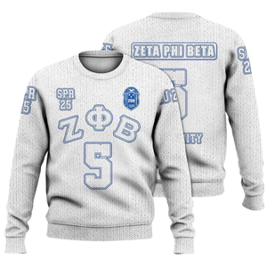 ZPhiB bleu blanc pull en tricot 1920 Zeta Phi Beta sororité vie grecque Chenille broderie divine neuf lettre vêtements - Product Image 3