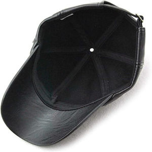 Casquette de baseball en cuir véritable réglable, style vintage, sportif, décontracté, imperméable, classique, avec logo personnalisé et boucle en métal - Product Image 3