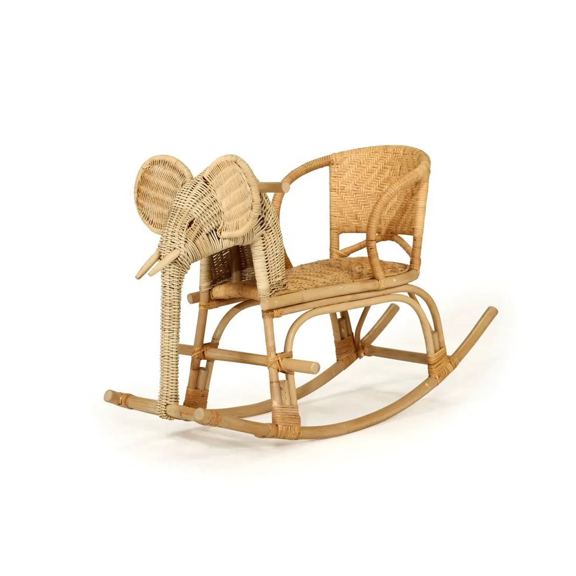 Handicraft Eco friendly Nature Rattan Elephant Rocker Rattan Racing Horses Ride on Toy Animal Baby Toys made in Viet Nam