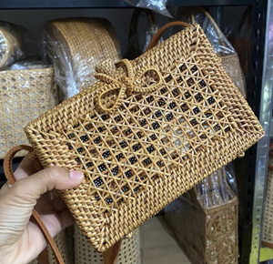 Nouveau Mini paille mode sac à main pochette fourre-tout fronde épaule tissé à la main paille plage ronde rotin sac - Product Image 3