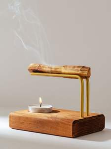 Modern black metal candle <b>heater</b> with hanging bowl wax melt and essential <b>oil</b> burner minimalist aromatherapy stand home decor - Product Image 3