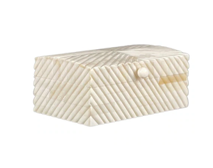 กล่องเครื่องประดับทรงสี่เหลี่ยมแนวกระดูกแกะสลักแบบเรียบง่าย,ของตกแต่งบ้านสำหรับใส่ต่างหูสร้อยคอหีบสมบัติสลักสีธรรมชาติ - Product Image 1