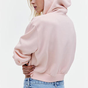 Sudadera con capucha recortada ajustada a la moda para mujer con bordado de impresión de logotipo personalizado Ropa informal personalizada Fabricante directo de fábrica OEM - Product Image 4