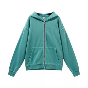 Alta calidad al por mayor personalizado ácido lavado Sudadera con capucha 100% algodón peso pesado gota hombro doble cremallera Sudadera con capucha Vintage Zip up sudaderas con capucha - Product Image 5