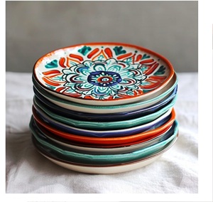 Assiettes en céramique blanches brillantes faites à la main de 8 pouces bols ustensiles de cuisine et vaisselle plaqués brillants - Product Image 4