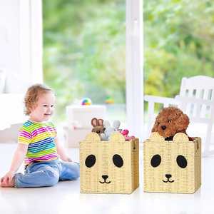 Panier de rangement pour enfants en corde de papier tissée en forme de panda naturel, mignon - Product Image 2