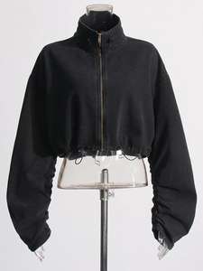 New Stylish Designer Winter <b>Denim</b> <b>Jackets</b> <b>Men</b> Coats Patchwork Stand Collar Long Sleeve Spliced Drawstring Front Streetwear Coat - Product Image 3