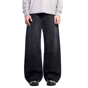 Jeans en denim, vêtements, jambe droite, jambe large, pantalon délavé, pantalon baggy, vente en gros de pantalons baggy, jeans en denim unisexe surdimensionnés - Product Image 1