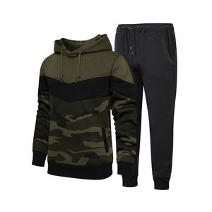 Moda algodón hombres chándal desgaste rayas sudaderas con capucha pantalones de chándal conjunto de 2 piezas de alta calidad Otoño Invierno diario Casual sudaderas con capucha - Product Image 1