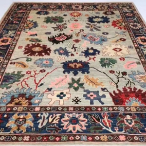 Tapis moderne afghan Oushak 8x10 pieds Tapis de haute qualité noué à la main en soie Belle Oriental Antique Traditionnel Prière colorée - Product Image 4