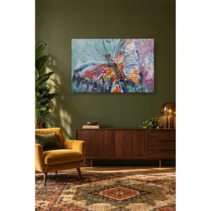 Impression sur toile Fida, peinture épaisse texturée, papillon coloré - Product Image 4