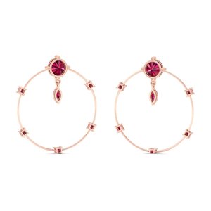 REYES, Nuevos Aretes de Aro con Rubí y Plata de Ley 925 para Mujer, Joyería Chapada en Oro Rosa de 14K y Rodio - Product Image 4