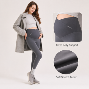 Pantalon de grossesse sans couture hiver, taille haute, doublé <span class=keywords><strong>polaire</strong></span>, soutien ventral, effet push-up, pour le yoga et l'extérieur - Product Image 3