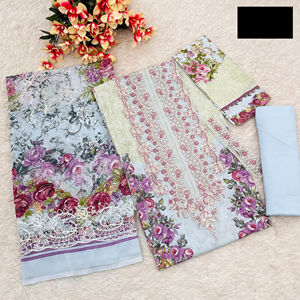 Parte superior e inferior con estampado digital de algodón puro con parches bordados y colección de verano Dupatta - Product Image 6