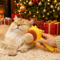 Brosse de toilettage auto-nettoyante en acier inoxydable pour animaux de compagnie, motif poussin de Noël, pour chats et chiens, démêlage et élimination des poils morts, vente en gros