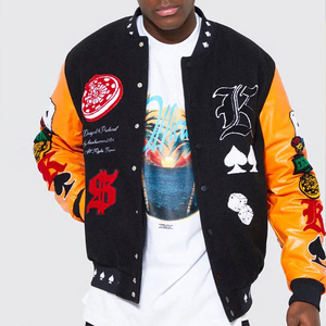 Chaqueta de Béisbol Estilo Casual de Alta Calidad de Fabricante Pakistaní para Hombre, Chaqueta de Invierno con Mangas de Cuero Hechas a Medida - Product Image 3