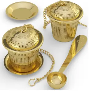 Passoire à thé en métal au Design Antique, revêtement PVD doré, accessoires de table, infuseur à thé et café, fournitures, produit tendance