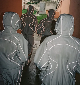 Ensemble de survêtements coupe-vent personnalisés baggy 2 pièces Survêtement en nylon uni léger et surdimensionné pour hommes - Product Image 3