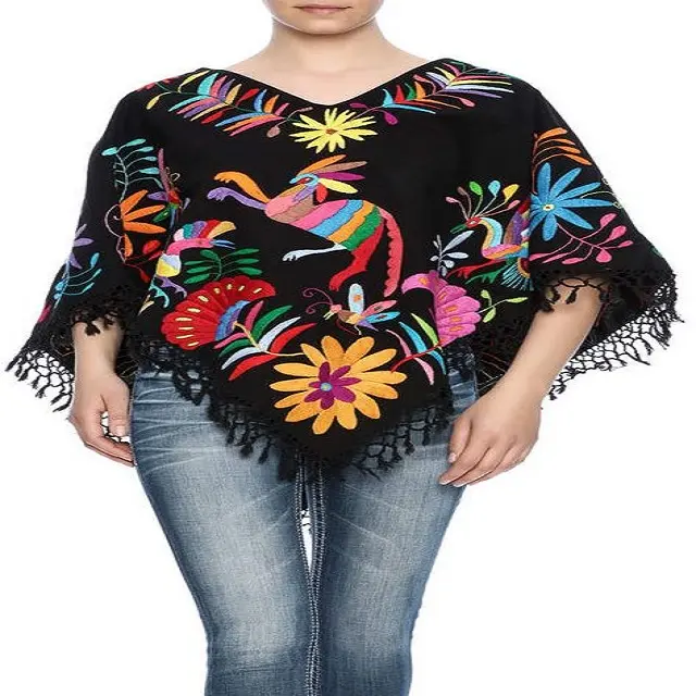 one shoulder digital print crop top with embellishment work club party wear women crop top embroidery linen top blouse poncho