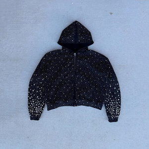 Sudadera con Capucha de Algodón de Alta Calidad con Pedrería, Sudadera Extra Grande, Gruesa, con Hombros Caídos, Lisa, Personalizable, para Hombre - Product Image 4