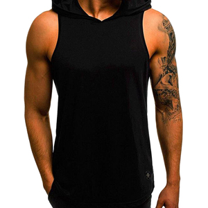 Sudadera con capucha para hombre, ropa de gimnasio sin mangas, 100% algodón, con Logo impreso y diseño, venta al por mayor - Product Image 1