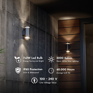 Gala Duo Aluminum Modern Two Way Illuminated <b>Wall</b> Light Outdoor Waterproof <b>Wall</b> <b>Sconce</b> 21 cm For Homes & Commercial Spaces - Product Image 5