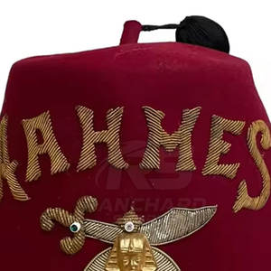Custom Logo Masonic Fez <b>Hat</b> Red Felt Cap <b>Mens</b> Masonic Fez <b>Hat</b> Red Felt Embroidery Fez <b>Hats</b> - Product Image 4